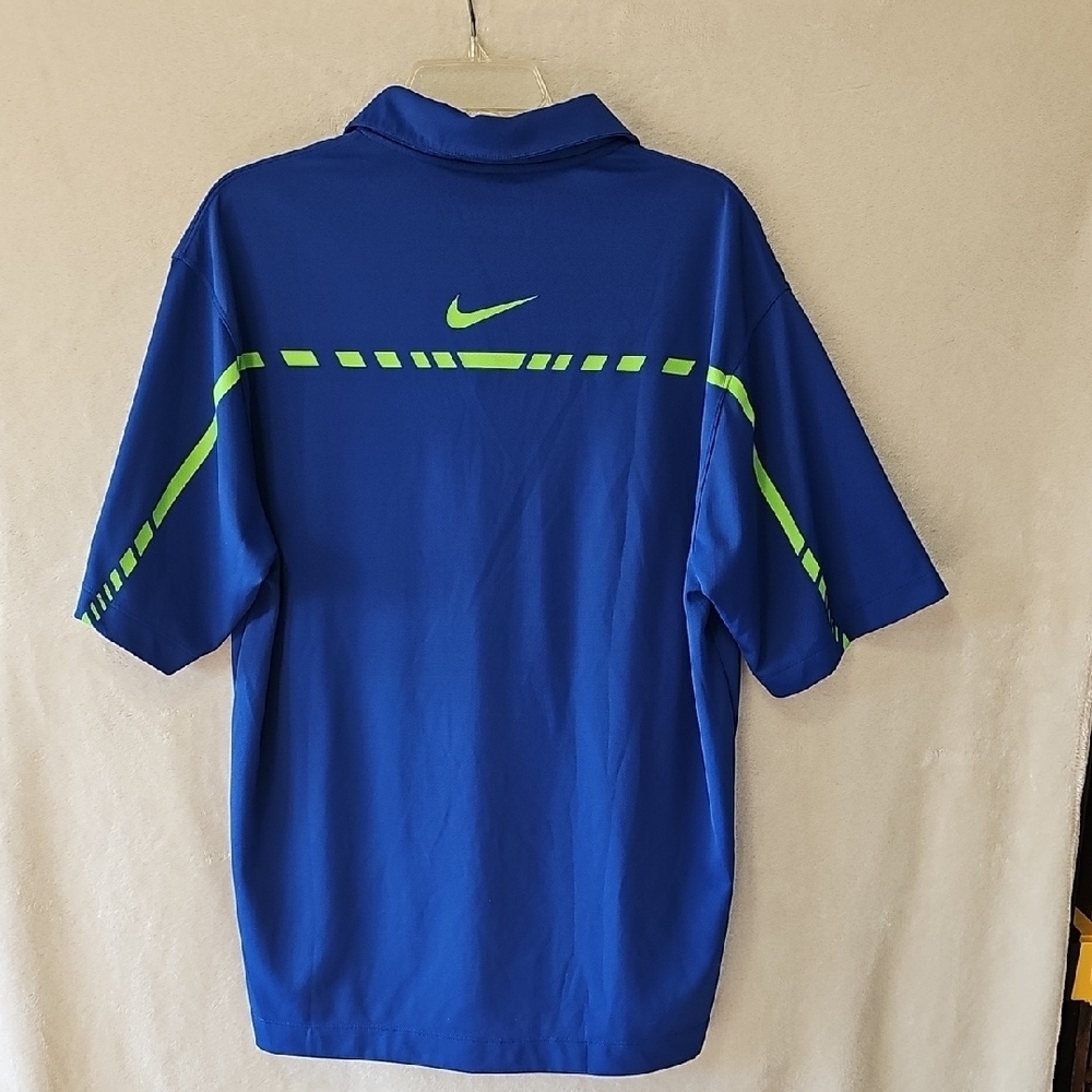 Nike Golf Dri-Fit Men's Blue Polo with Green Accents M